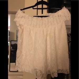 Off-shoulder Lace Shirt